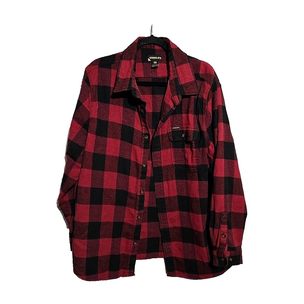 Stanley Red Buffalo‎ Plaid Flannel Long Sleeve Button Down Shirt Men's Size 2XL